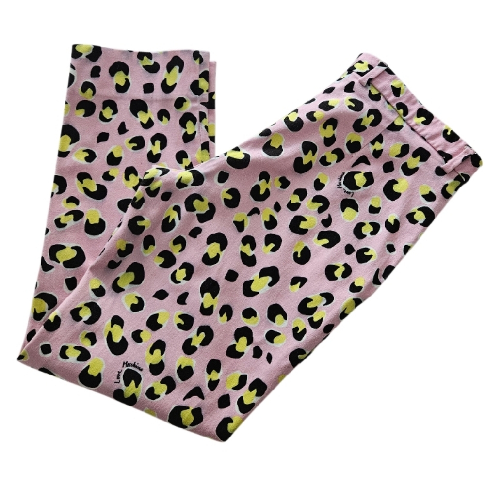 Love Moschino Pink Pants with Black and Yellow Leopard Print - Picture 6 of 10